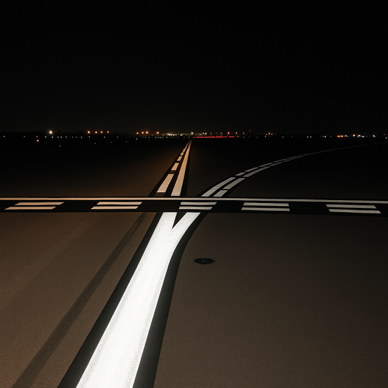 Airfield striping Type III reflective