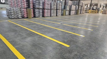 Leading dallas fort worth area striping company stripes a warehouse interior for added safety