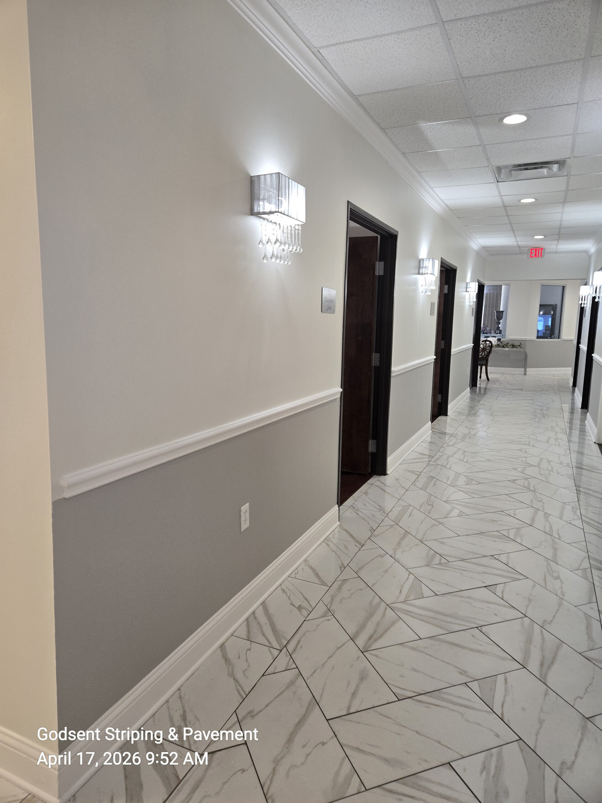Interior commercial painting work in a business space