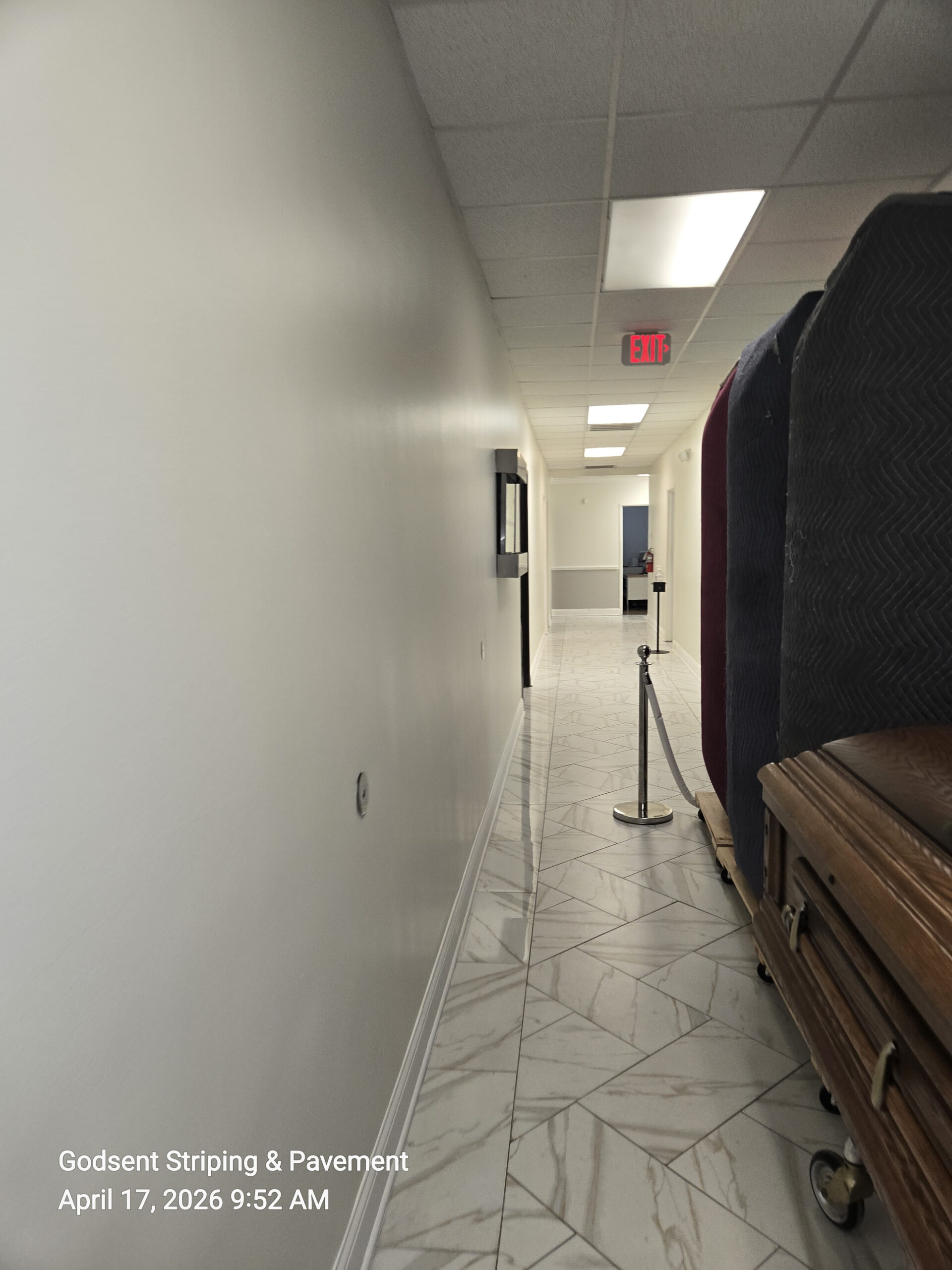 Freshly painted commercial hallway